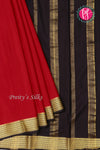 Pure Mysore Crepe Silk Saree -Red with Black-PF79503