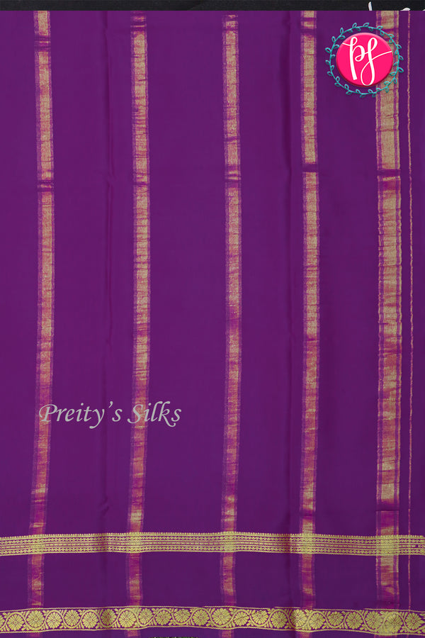 Pure Mysore Crepe Silk Saree-Olivegreen And Purple- PA22264