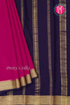 Pure Mysore Crepe Silk Saree -Pink with Navy Blue-PF79511