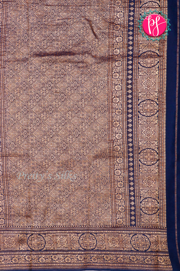 PURE KADDI BANARASI GEORGETTE SILK SAREE-Navyblue-PA29680