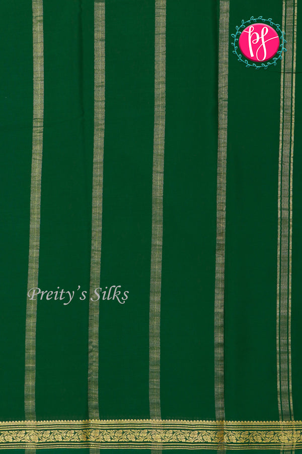 Pure Mysore Crepe Silk Saree-Crimson Red And Bottlegreen- PA28638