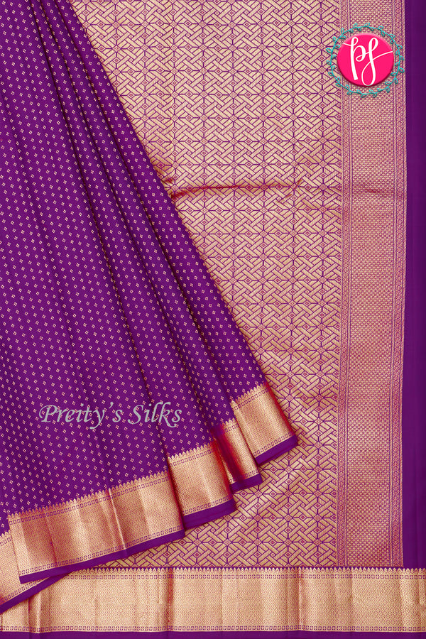 Pure Kanchipuram Silk Saree-Purple-PA34518