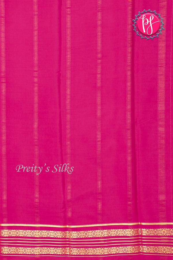 Pure Mysore Crepe Silk Saree- Orange And Pink-PA34172