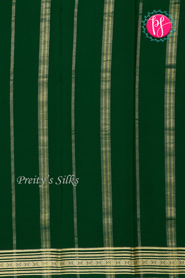 Pure Mysore Crepe Silk Saree-Bottlegreen- PA35304