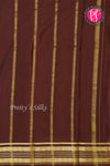 Pure Mysore Crepe Silk Saree-Saffron And Chocolatebrown-PA29028