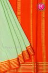 Pure Mysore Crepe Silk Saree-Pistagreen And Orange-PA26302