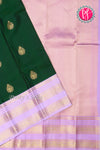 Half Pure Kanchipuram Silk Saree-Bottle Green And Lightlavender-PA25832