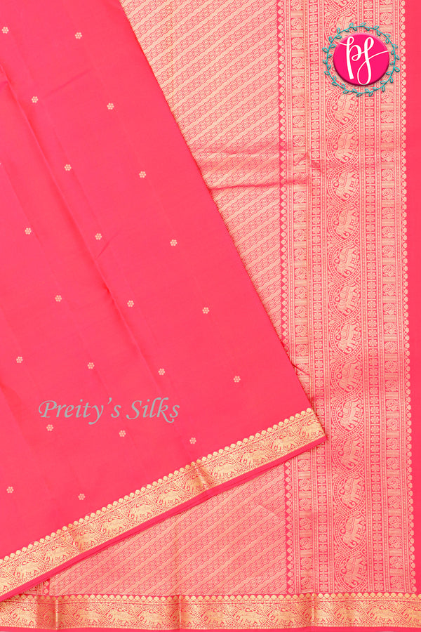 Pure Kanchipuram Silk Saree-Rosepink-PA27091