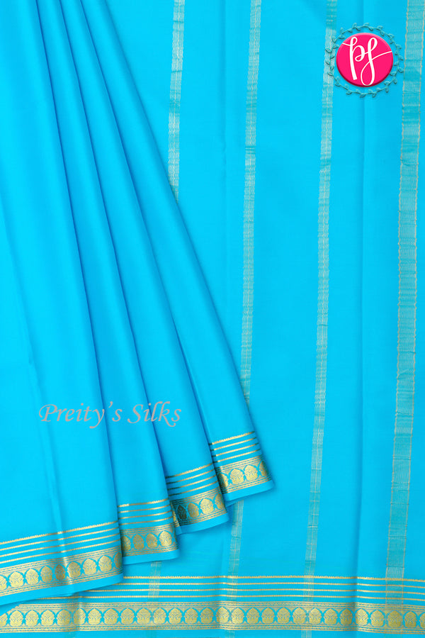 Pure Mysore Crepe Silk Saree-Ananadablue-PA21845