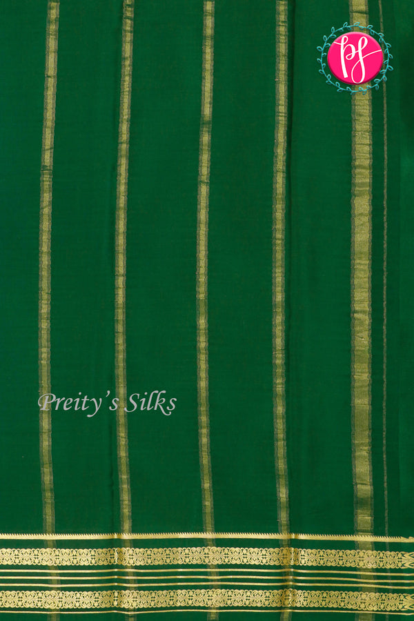 Pure Mysore Crepe Silk Saree-Yellow And Bottlegreen-PA29003