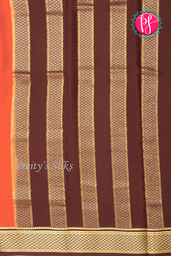Pure Mysore Crepe Silk Saree-Rustorange And Deepmarron- PA22389