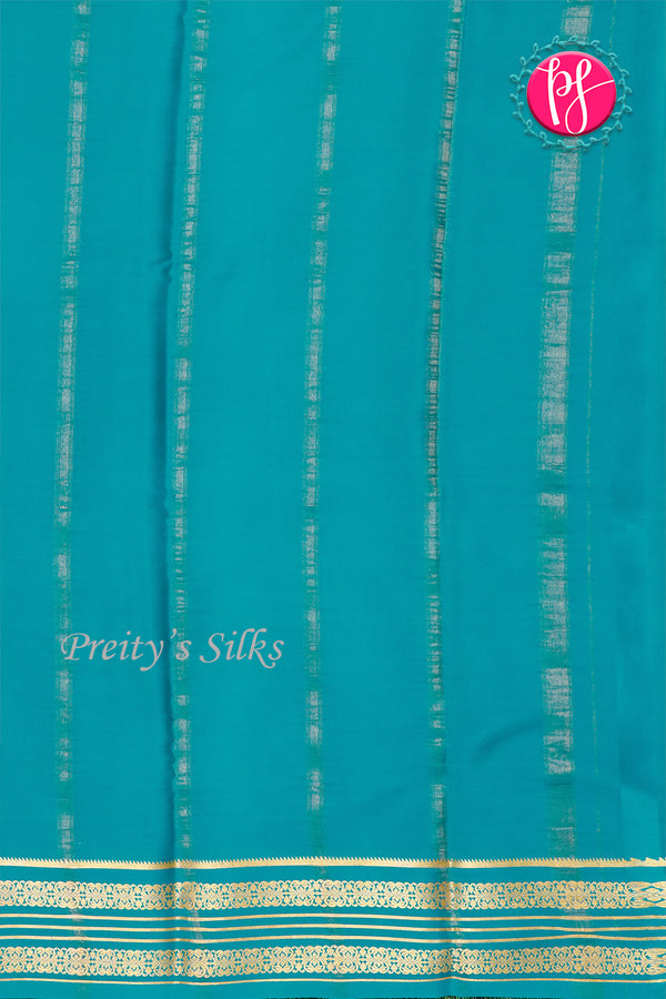 Pure Mysore Crepe Silk Saree-Neongreen And Tealblue-PA29001