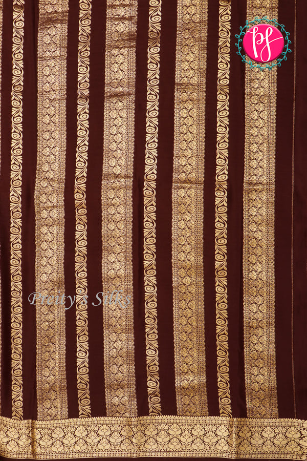 Pure Mysore Crepe Silk Saree-Rustorange And Chocolatebrown-PA46832