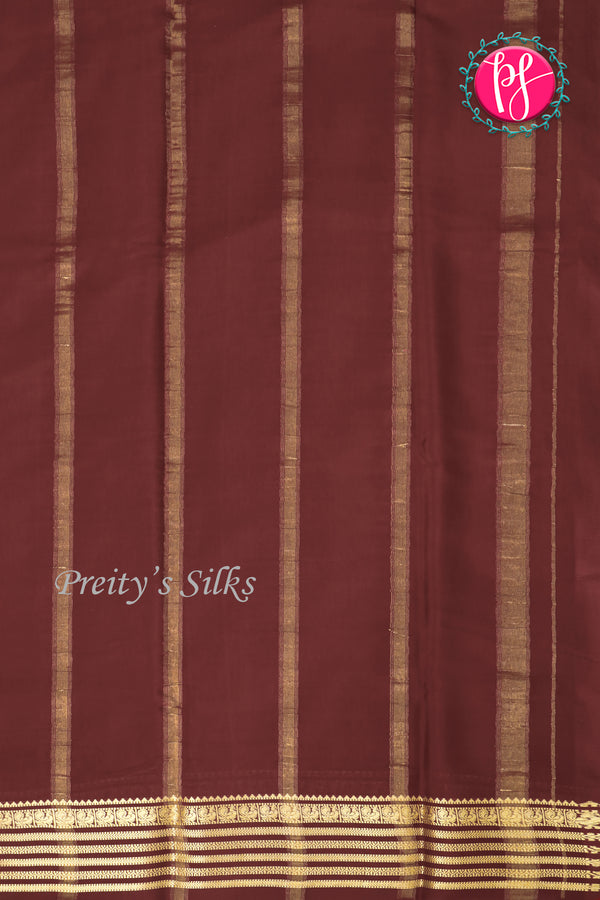 Pure Mysore Crepe Silk Saree-Rustorange And Brown-PA28717