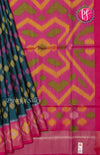 Pure Pochampally Soft Silk saree- Peacock Blue With Reddish Pink-PF03834