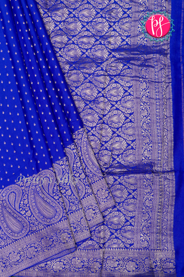 PURE KADDI BANARASI GEORGETTE SILK SAREE-Royalblue-PA23833