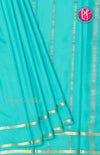 Pure Mysore Crepe Silk Saree With Bentex Border-SkyBlue-PF46790