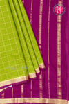 Pure Mysore Crepe Silk Saree -Olive Green And Deep Magenta-Pink-PA09448