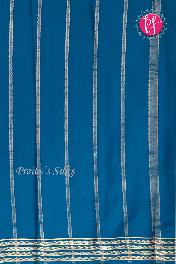 Pure Mysore Crepe Silk Saree -Peacockblue-PA0315145