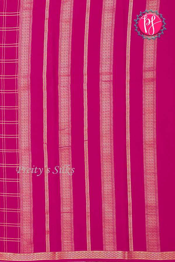 Pure Mysore Crepe Silk Saree-Doublechecks-Pink-PA20527