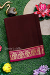 Pure Mysore Crepe Silk Saree-Gandaberunda Border-Deep Maroon And Pink-PA19895