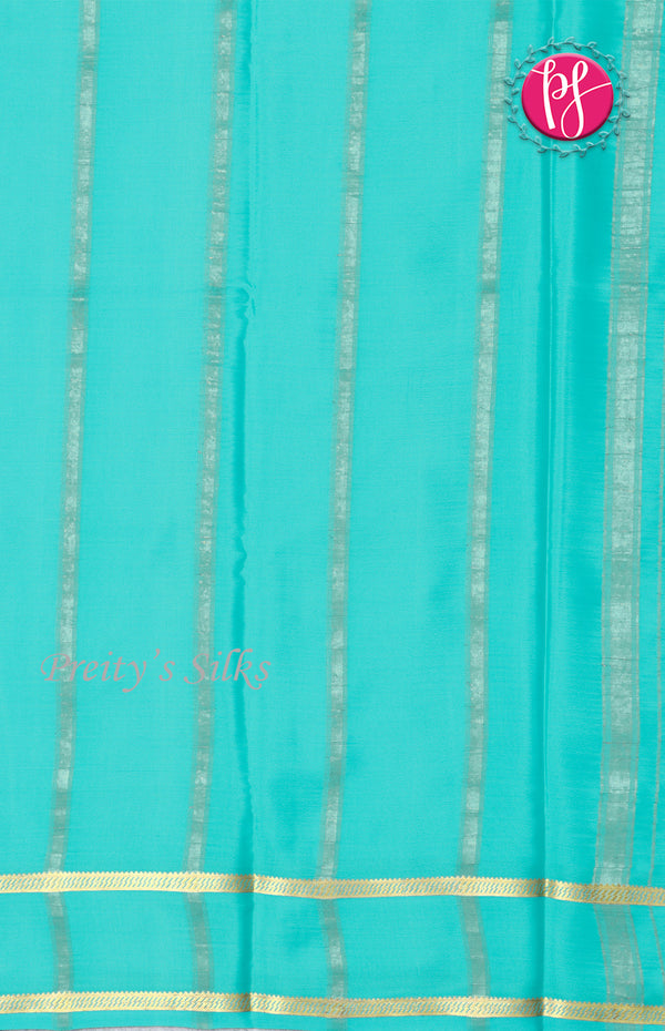 Pure Mysore Crepe Silk Saree With Bentex Border-SkyBlue-PF46790