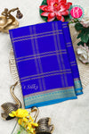 Pure Mysore Crepe Silk Saree-Double checks-Royalblue And Tealblue-PA26523