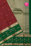 Half Pure Kanchipuram Silk Saree-Maroon And Bottlegreen-PA24684
