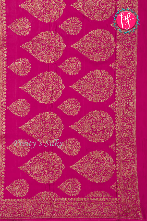 Pure Banarasi Crepe Silk Saree-Orange And Pink-PA22100