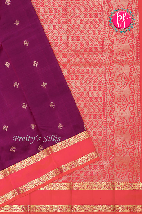Half Pure Kanchipuram Silk Saree-DeepWine And Red-PA27022