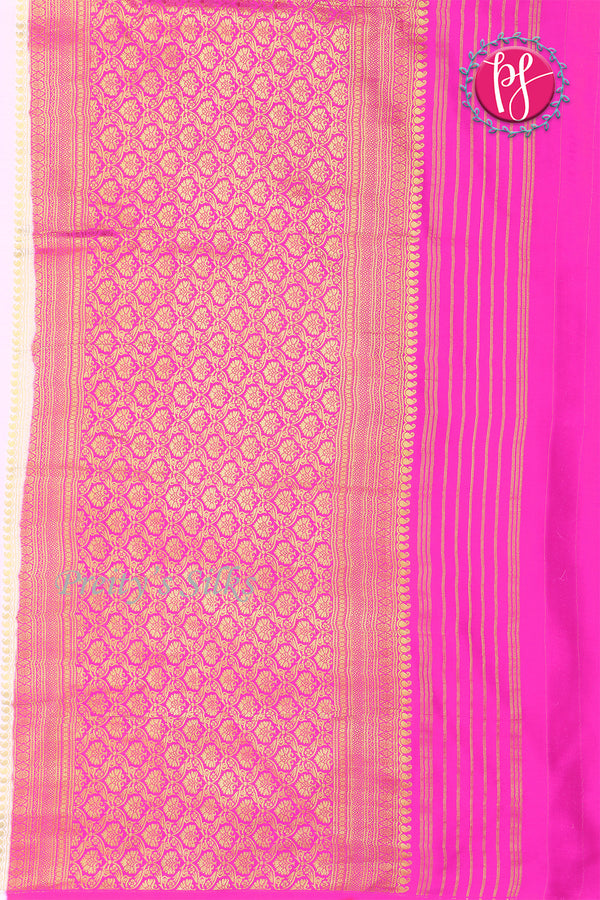 Pure Mysore Crepe Silk Saree Borderless Contrast colors-PA09550
