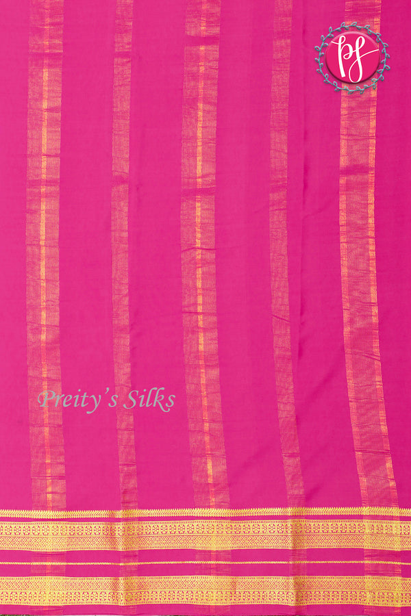 Pure Mysore Crepe Silk Saree-Black And Pink-PA19929