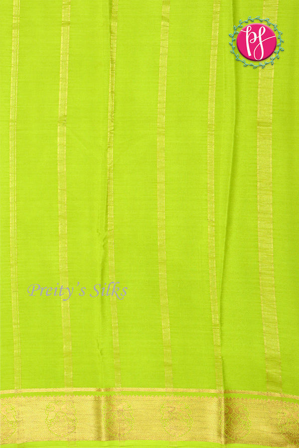 Pure Mysore Crepe Silk Saree -Brinjalvoilet And Green-PF86046