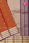 Pure Kanchipuram Silk Saree-Rust orange And DeepPurple-PA17564