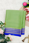 Pure Mysore Crepe Silk Saree-Pastelgreen And Royalblue-PA28981