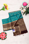 Kanchipuram Soft Silk Saree-Seablue And Deepbrown-PA27210