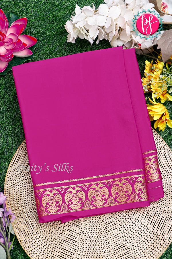 Pure Mysore Crepe Silk Saree-Gandaberunda Border-Mejentapink-PA26362