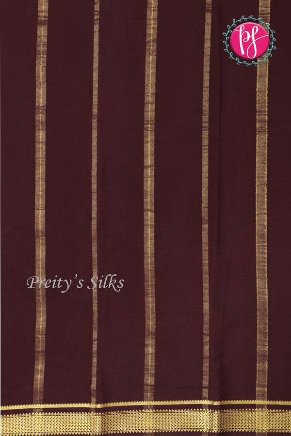 Pure Mysore Crepe Silk Saree -Teal Blue And Chocolatebrown-PA10650
