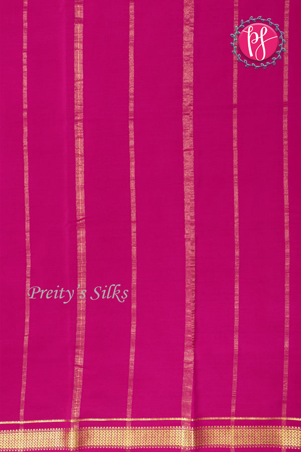 Pure Mysore Crepe Silk Saree -Dark Grey And Pink-PA10650
