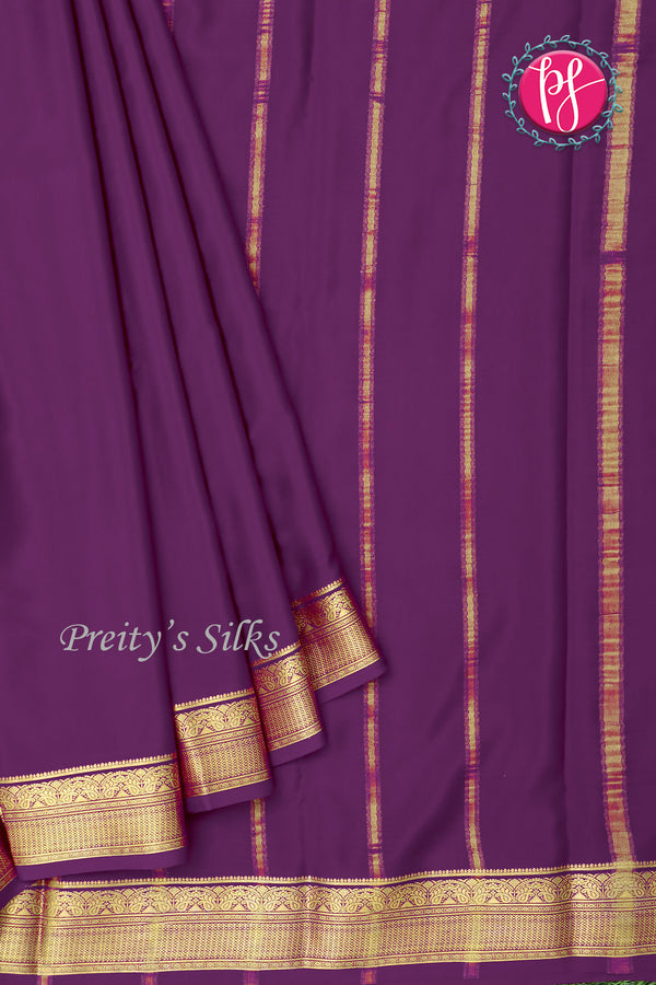 Pure Mysore Crepe Silk Saree-Deep Purple-PF84310