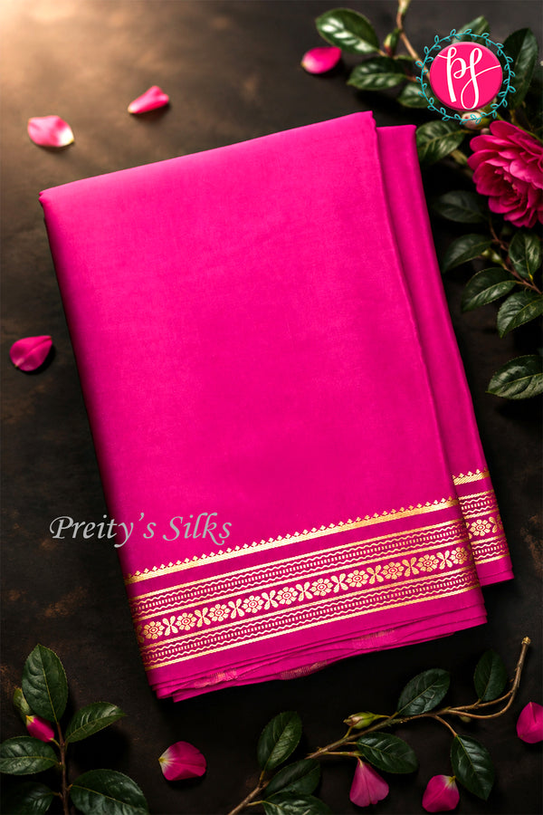 Pure Mysore Crepe Silk Saree -Mejenta pink-PF46924