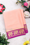 Pure Mysore Crepe Silk Saree-Contrast-Softpeach And Pink- PA19804
