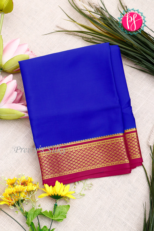 Pure Mysore Crepe Silk Saree-Roalblue And Pink- PA22389