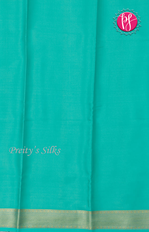 Pure Mysore Crepe Silk saree-Navyblue And Lightblue-PF45498