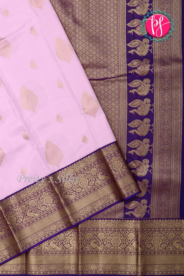 Pure Kanchipuram Silk Saree-LightLavender And Deeppurple-PA23552