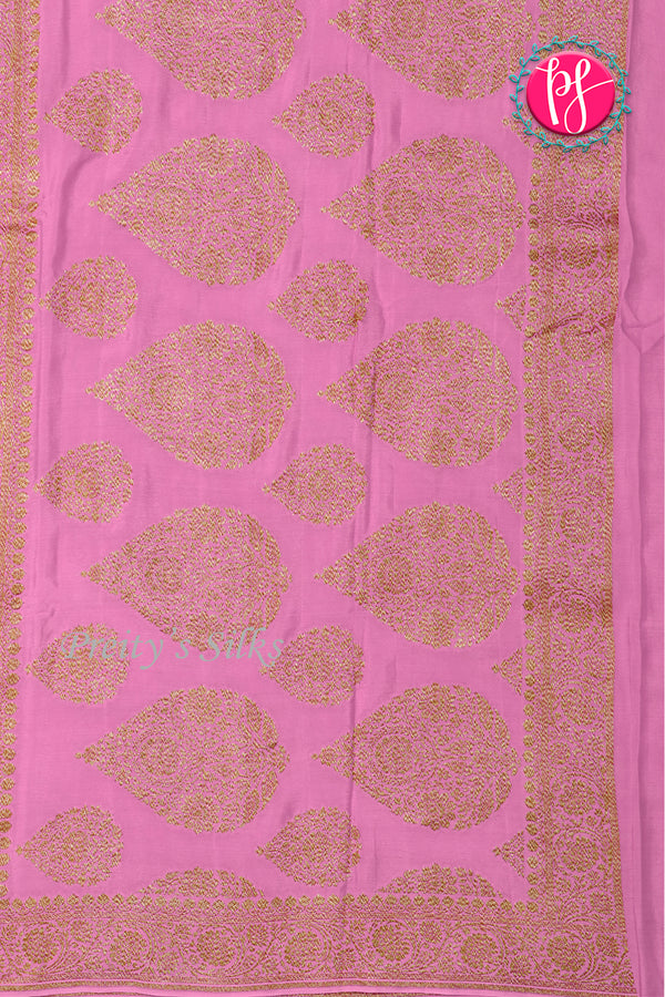 Pure Banarasi Crepe Silk Saree-Navyblue And Babypink-PA22100