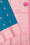 Pure Kanchipuram Silk Saree-Peacockblue And Babypink-PA25014