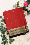Pure Mysore Crepe Silk Saree-Red And Black-PA46766