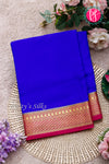 Pure Mysore Crepe Silk Saree-Royalblue And Pink-PA22436