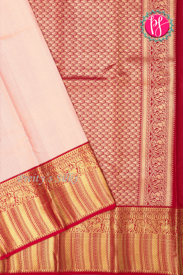 Pure Kanchipuram Silk Saree-Lightpink And Marron-PA23597